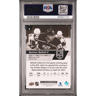 Quinton Byfield 2021 Upper Deck NHL Star Rookies Box Set #8 PSA 9
