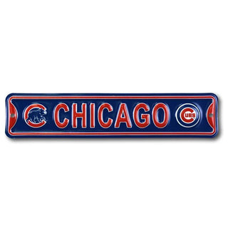 Chicago Cubs City Logo Steel Embossed Mini Street Sign – 3.25" x 16" Official MLB Wall Décor