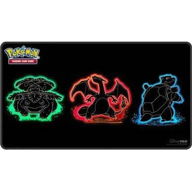 Ultra PRO Pokémon Foil Playmat – Neon Kanto Charizard, Venusaur & Blastoise