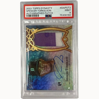 Score big with this 2021 Topps Spencer Torkelson autographed card! Limited edition and PSA-graded at a 9, this card is sure to be a great addition to your collection. Get in the game and grab this rare gem before it goes—it's a real home run! 