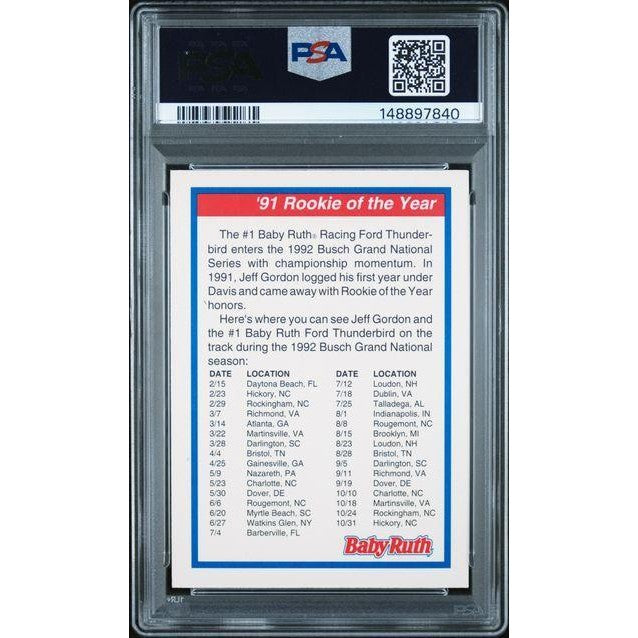 Jeff Gordon 1992 Traks Baby Ruth '91 Rookie Of The Year PSA/DNA/Certified AUTHENTIC