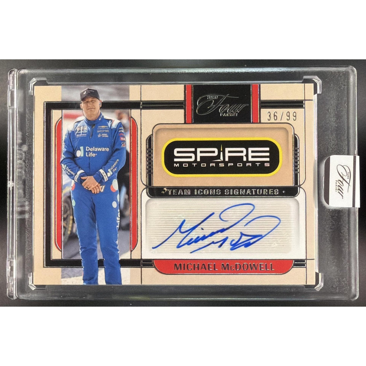 2026 Panini Four Racing Michael McDowell #TM-MMD Team Icons Signatures 36/99 Non-Graded