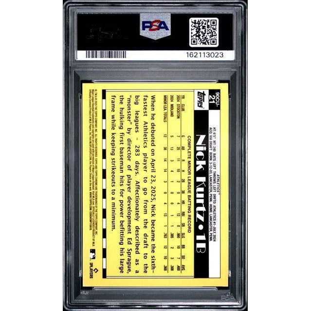 2025 Topps Chrome Update Nick Kurtz 1990 Topps Chrome PSA 10