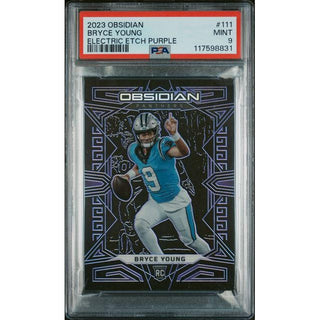Bryce Young – 2023 Panini Obsidian Electric Etch Purple #111 PSA 9