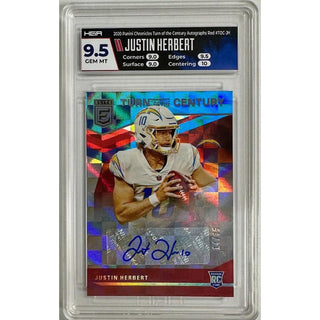 Justin Herbert 2020 Panini Chronicles Turn of the Century Autographs Red #TOC-JH HGA 9.5