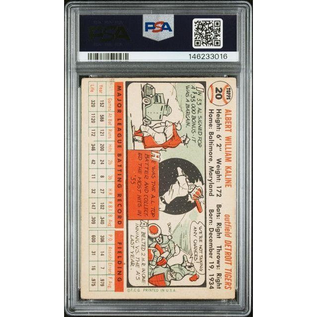 Al Kaline 1956 Topps White Back #20 PSA 2