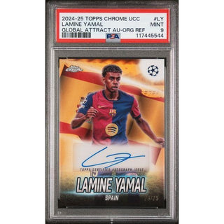 Lamine Yamal 2024-25 Topps Chrome UCC Global Attraction Refractor #AU-ORG PSA 9