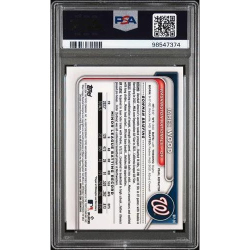 James Wood 2024 Bowman Chrome Prospects Pearl Ref. #BCP91 PSA 10