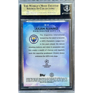 Julian Alvarez 2022-23 Topps Chrome UEFA Club Competitions Wonderkids #W9 Beckett 9.5