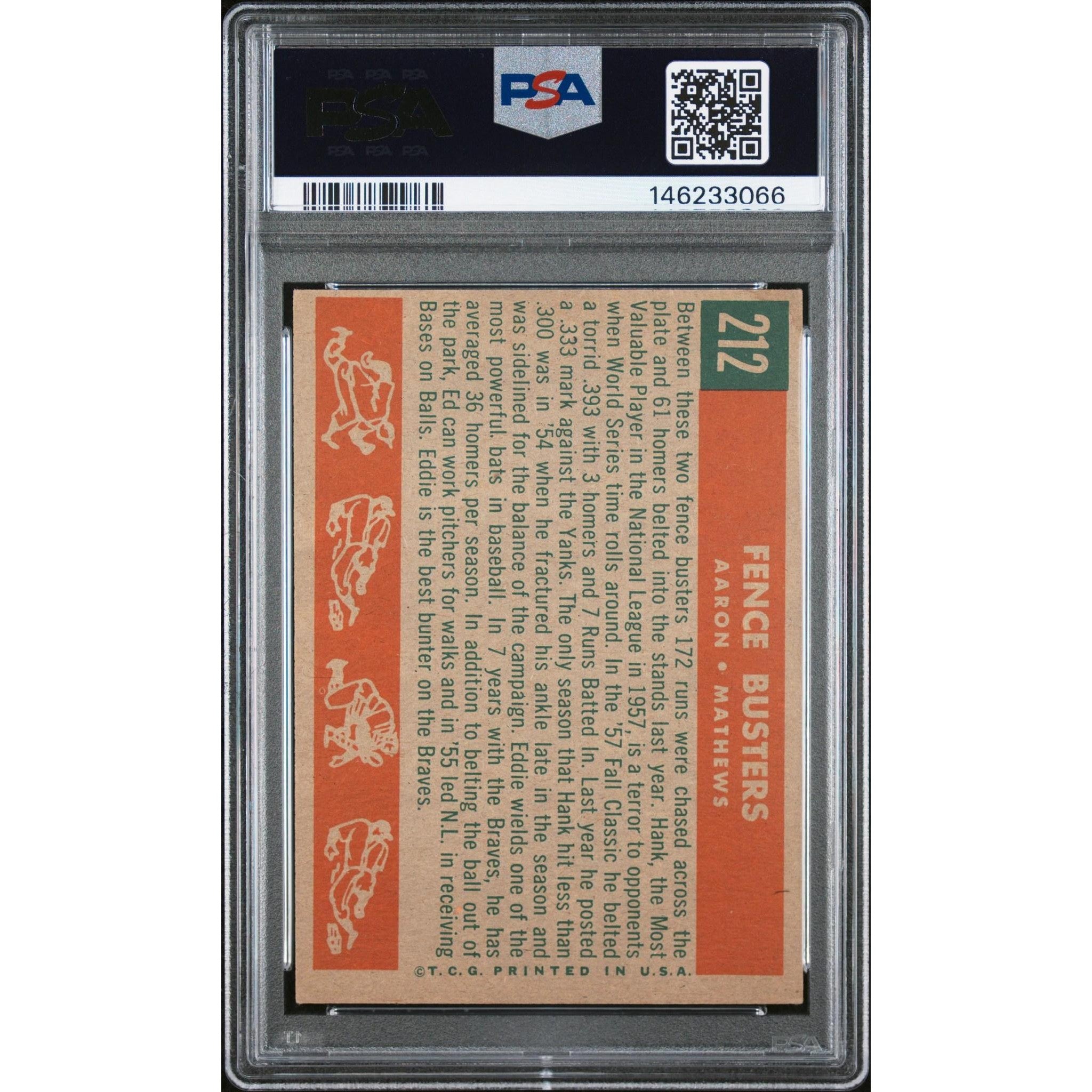 Fence Busters 1959 Topps Gray Back #212 PSA 4