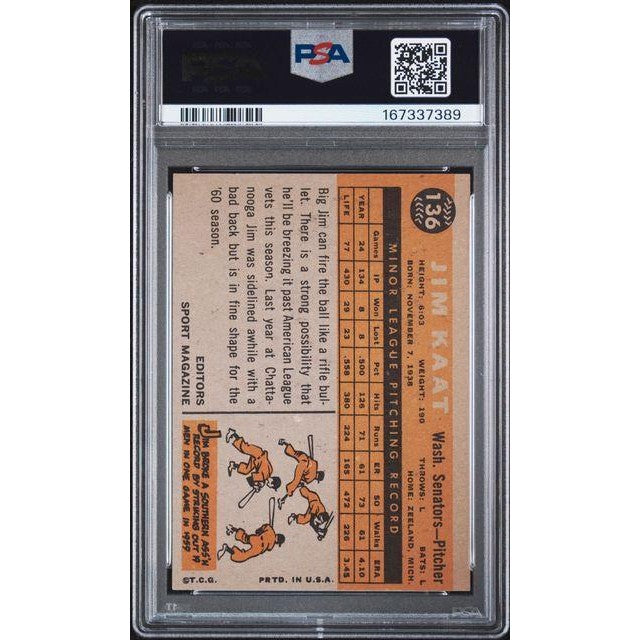 1960 Topps Jim Kaat Rookie Star #136 PSA 6