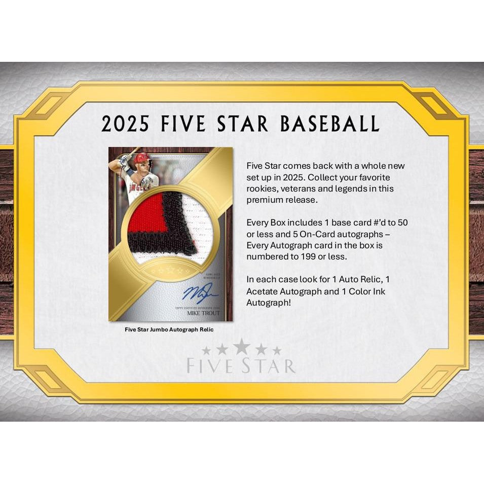 2025 Topps Five Star Baseball Hobby Box