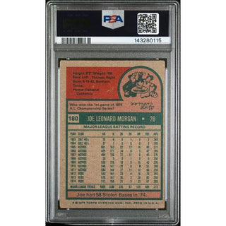 Joe Morgan 1975 Topps #180 Cert. Auto. PSA/DNA Cert.