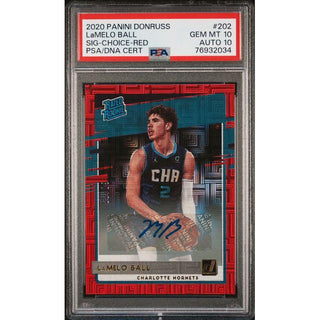 LaMelo Ball 2020 Panini Donruss Sig-Choice-Red PSA/DNA Certified #202 PSA 10