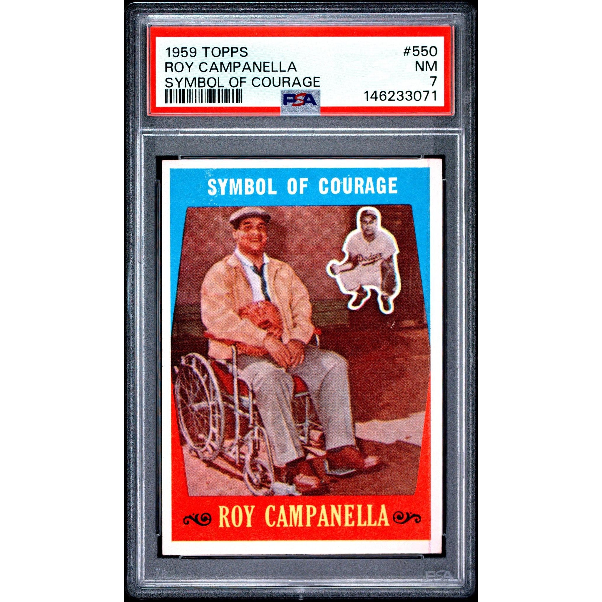 Roy Campanella 1959 Topps Symbol of Courage #550 PSA 7