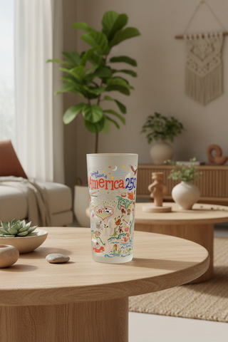 America 250 Anniversary 15 oz. Frosted Glass – Patriotic Celebration Drinkware