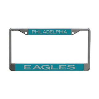 Philadelphia Eagles Glitter Letters License Plate Frame – Printed Silver/Black Officially Licensed NFL