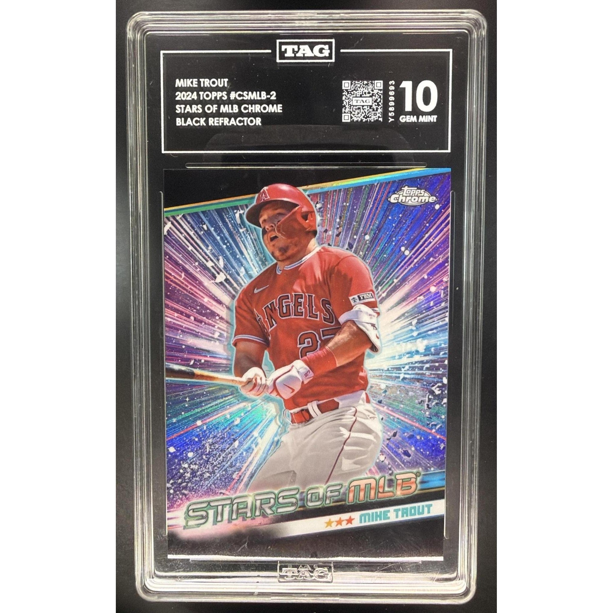 Mike Trout 2024 Topps Chrome Stars of MLB Black Refractor #CSMLB-2 TAG 10 #17/25