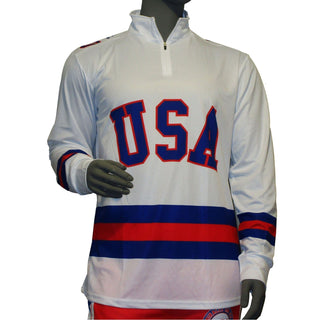 USA Hockey Adult Miracle on Ice 1980 Team Jersey White Lightweight 1/4 Zip Pullover