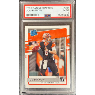 Joe Burrow 2020 Panini Donruss Rated Rookie #301 PSA 9