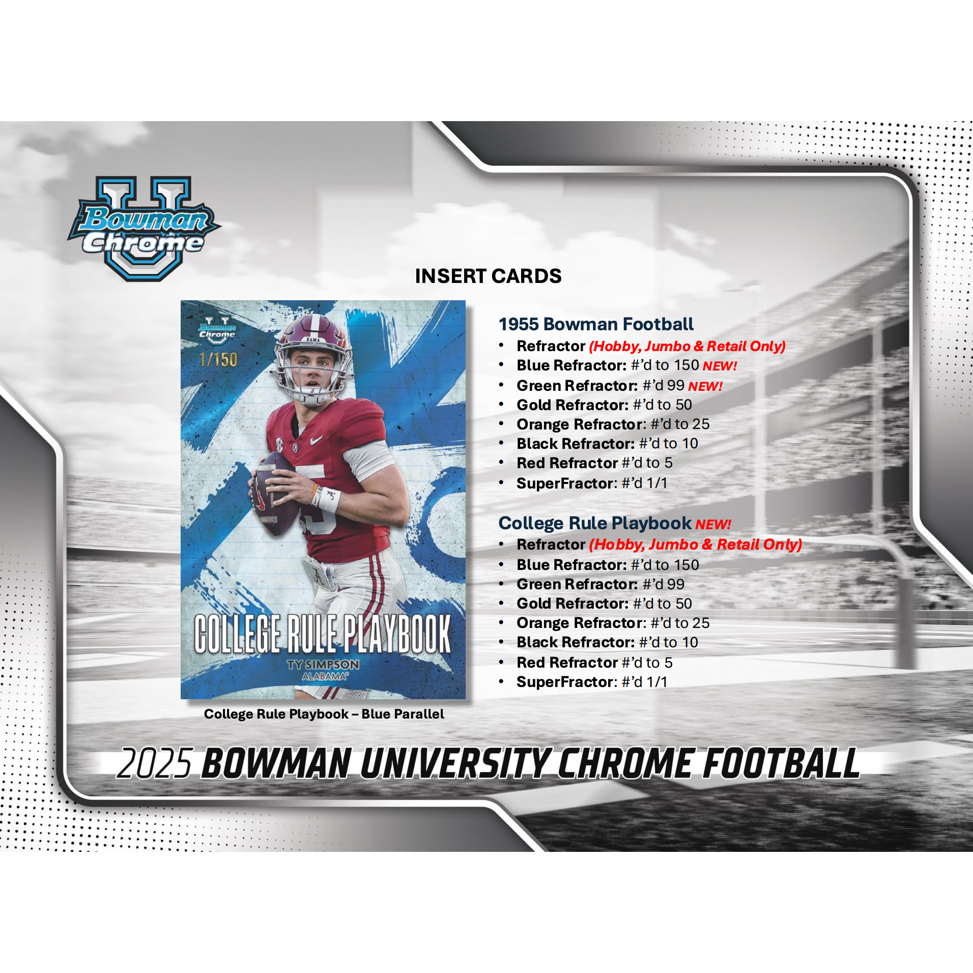 2025 Bowman Chrome University Football Blaster Box