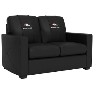 Silver Loveseat with Denver Broncos Secondary Logo