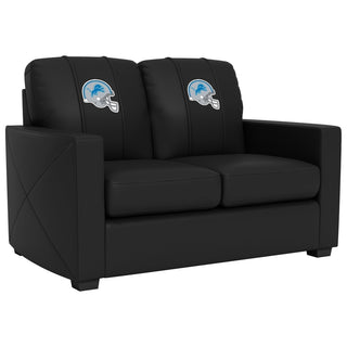 Silver Loveseat with Detroit Lions Helmet Logo