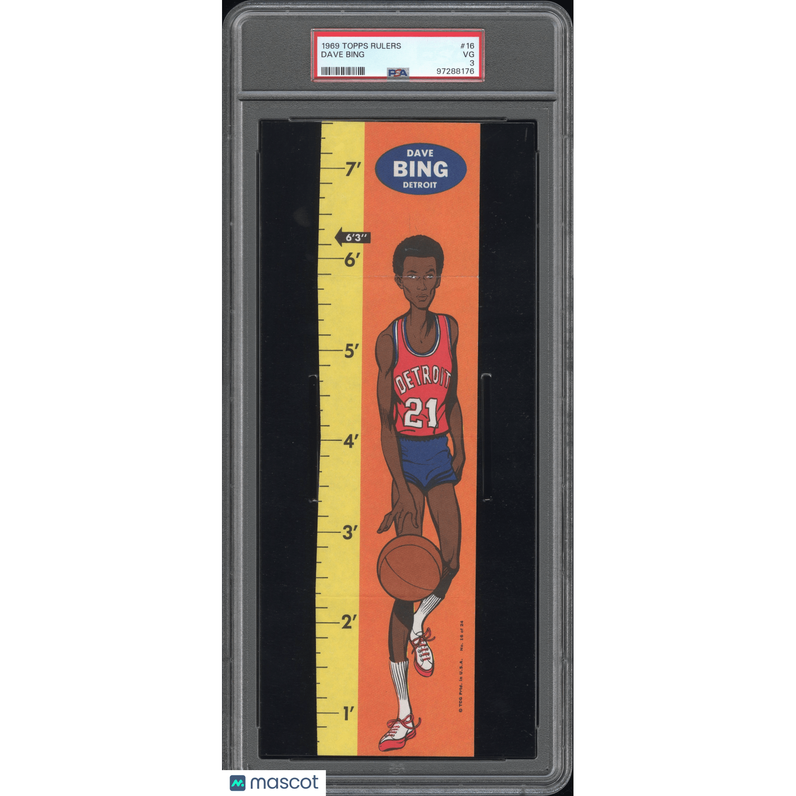 Dave Bing 1969 Topps Rulers #16 PSA 3