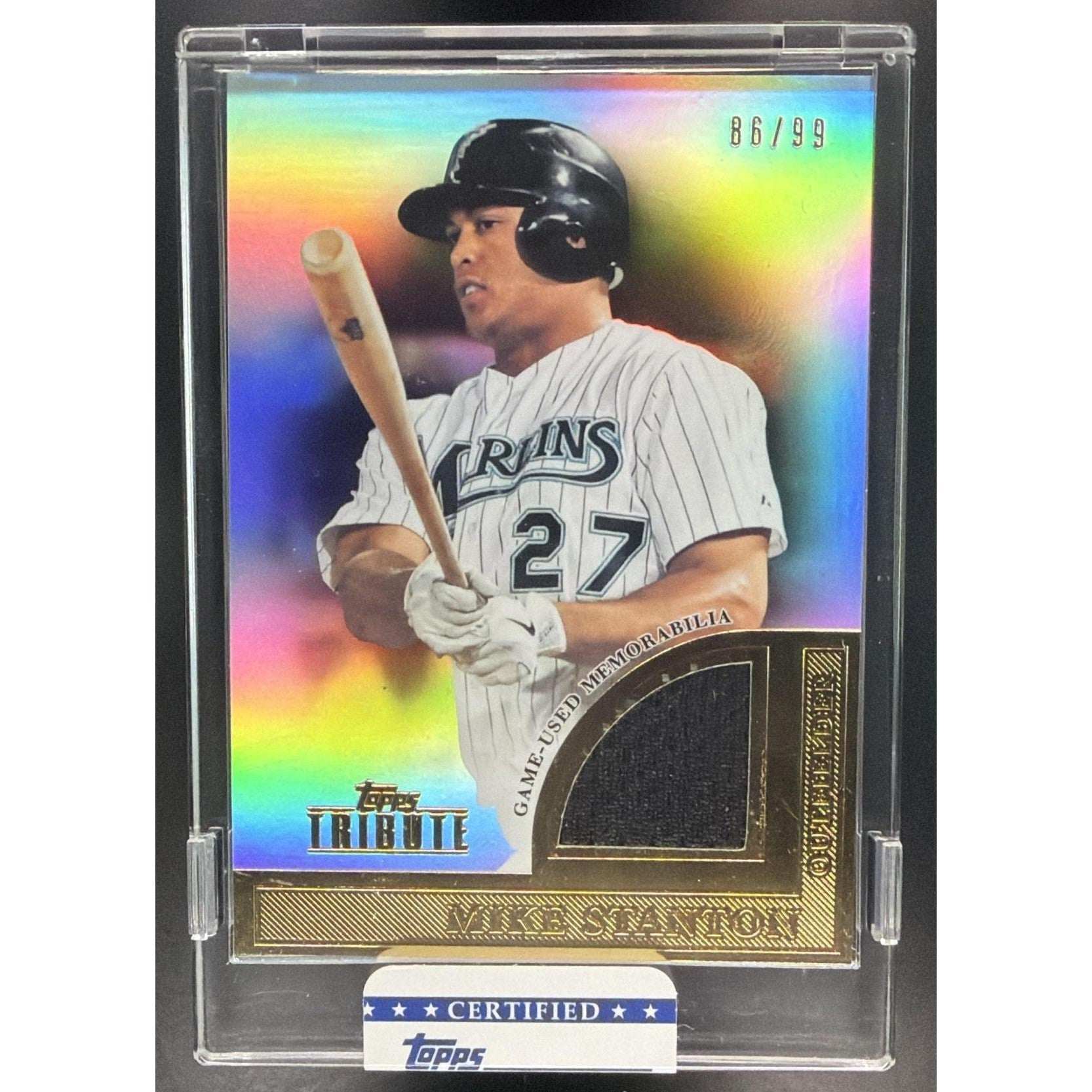 Mike Stanton 2012 Topps Tribute Tribute to the Stars Relics #TSR-MS #86/99 – Miami Marlins Baseball Card