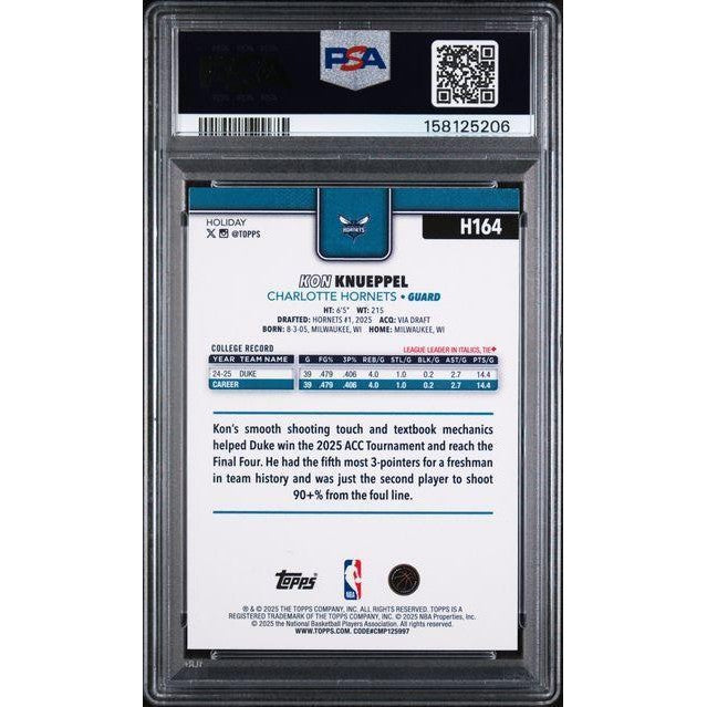 2025 Topps Holiday #H164 Kon Knueppel PSA 9