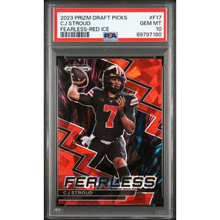 CJ Stroud 2023 Panini Prizm Draft Picks Fearless Red Ice Prizm #F17 - PSA 10