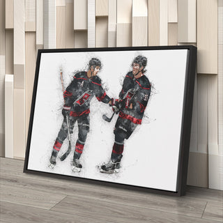 Sebastian Aho & Andrei Svechnikov Canvas Art – Carolina Hurricanes Wall Decor