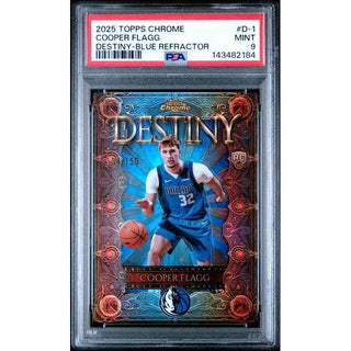 Cooper Flagg 2025 Topps Chrome Destiny-Blue Refractor #D-1 PSA 9