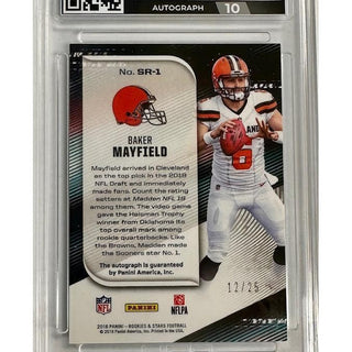 Baker Mayfield 2018 Panini Rookies & Stars Stellar Rookies Signatures #SR-1 HGA 9.5