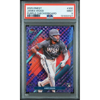 James Wood 2025 Topps Finest Purple Checkerboard #300 – PSA 9