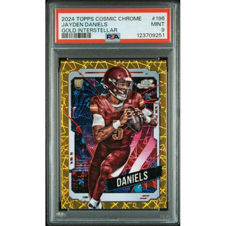 Jayden Daniels 2024 Topps Cosmic Chrome Gold Interstellar #196 PSA 9