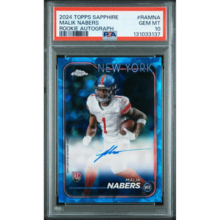 Malik Nabers 2024 Topps Sapphire Rookie Autograph #RAMNA – PSA 10