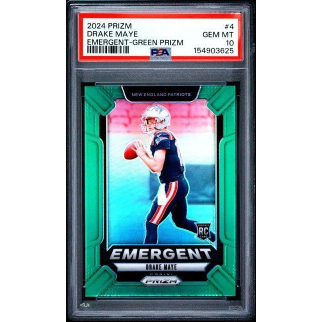 2024 Prizm Drake Maye Emergent - Green Prizm PSA 10