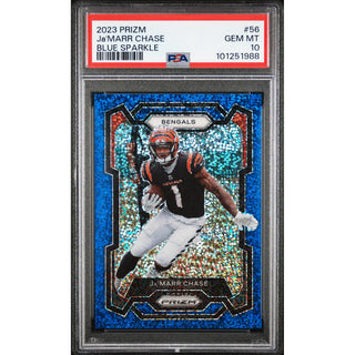 2023 Panini Prizm #56 Ja'Marr Chase Blue Sparkle – PSA 10