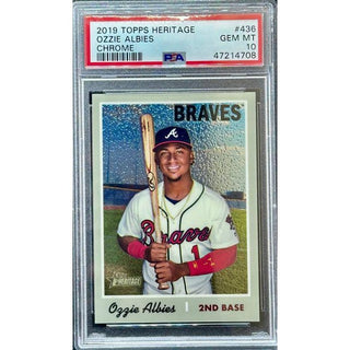 Ozzie Albies 2019 Topps Heritage Chrome #436 PSA 10