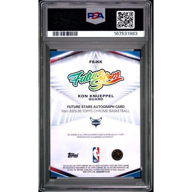 2025 Topps Chrome Future Stars Autographs #FS-KK Kon Knueppel Future Stars AU-Orange Refractor PSA 10