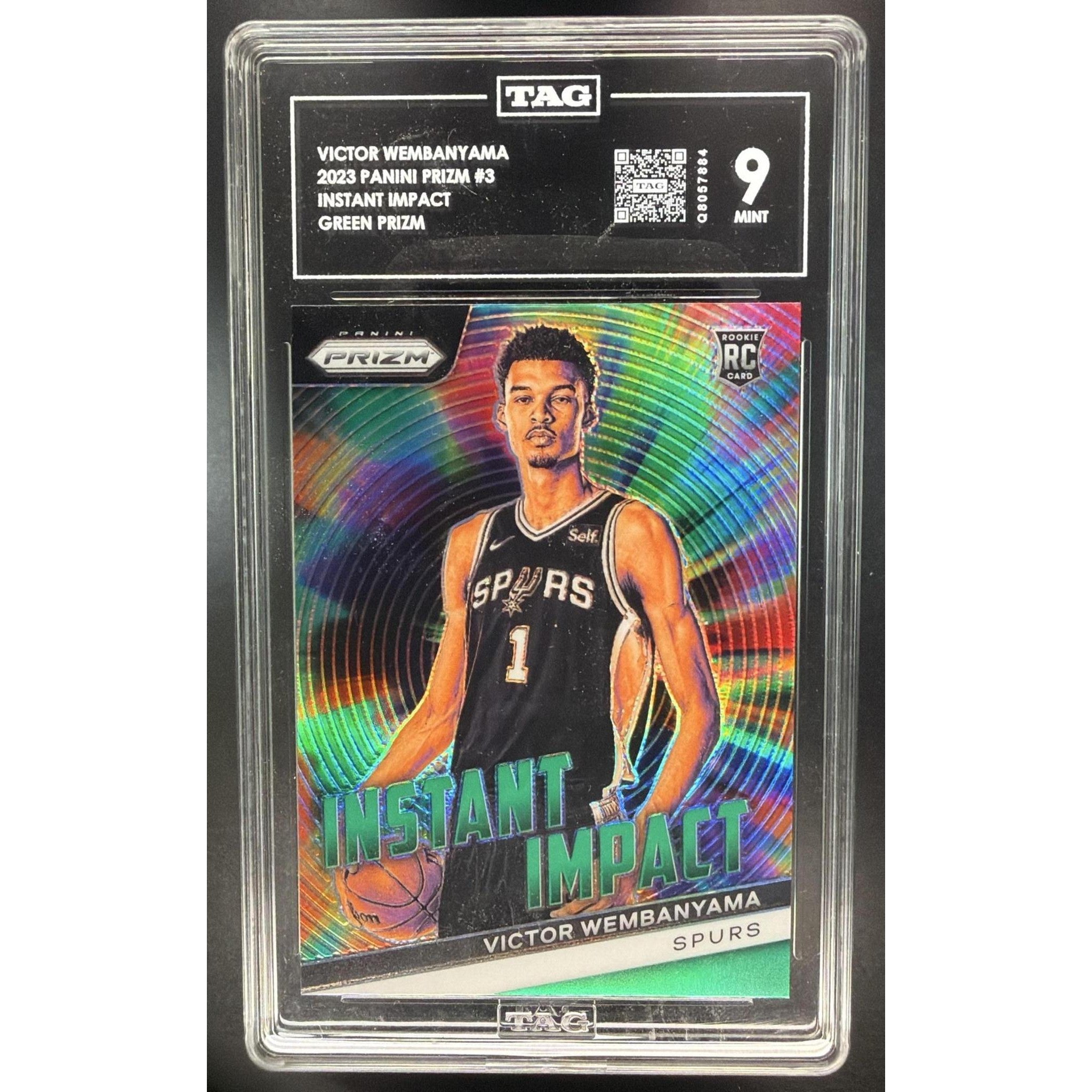 Victor Wembanyama 2023 Panini Prizm Instant Impact Green Prizm #3 TAG 9