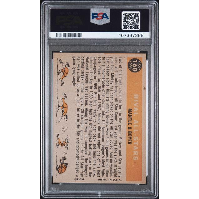 1960 Topps Rival All Stars Mantle & Boyer #160 PSA 8