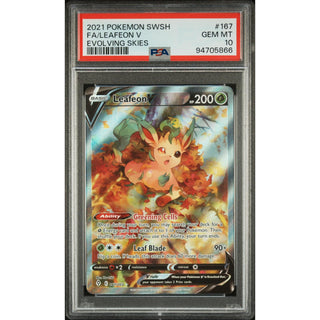 FA/ Leafeon V 2021 Pokémon SWSH Evolving Skies #167 PSA 10