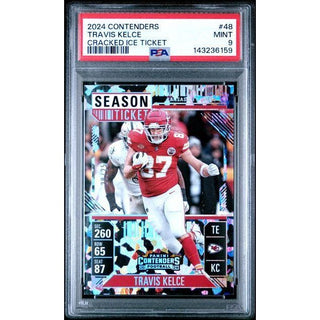 Travis Kelce 2024 Contenders Cracked Ice Ticket #48 PSA 9