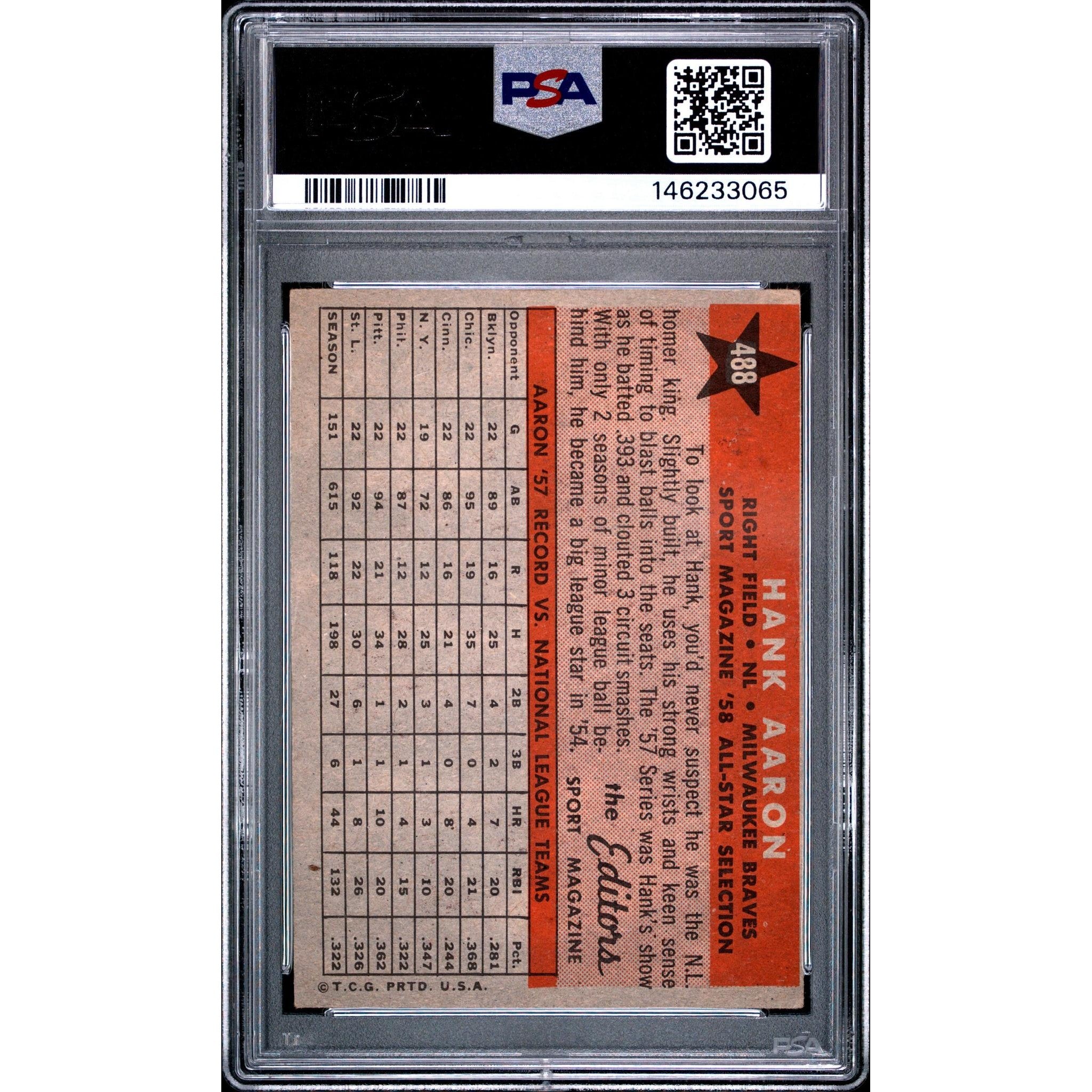 Hank Aaron 1958 Topps All Star #488 PSA 3