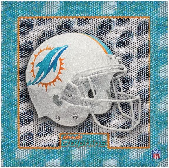 Miami Dolphins 5D Helmet Coaster Set – 4-Piece Holographic Shadow Box Design