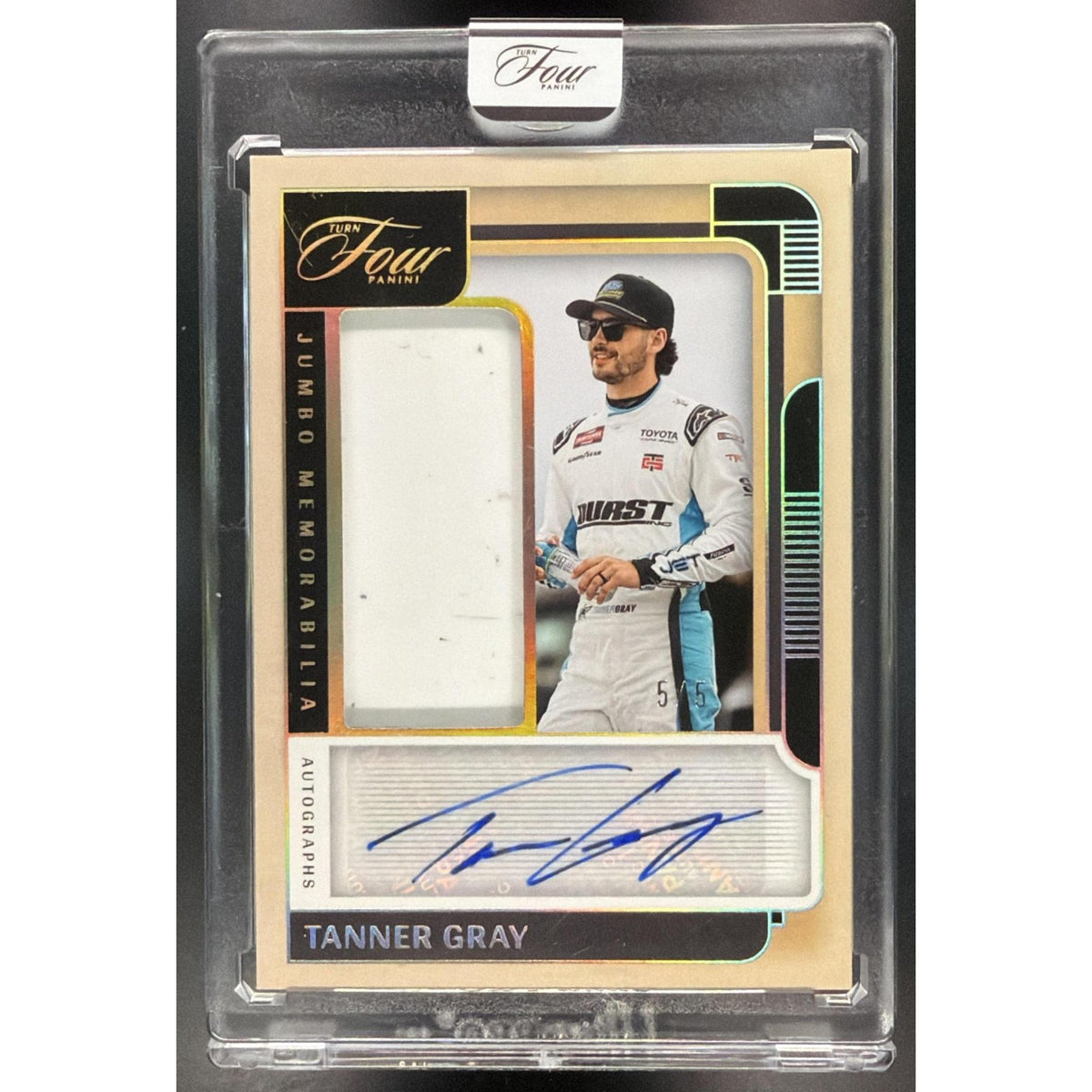 2026 Panini Turn Four Racing Tanner Gray #JM-TGY Jumbo Memorabilia Autograph Numbered 5/5 Non-Graded