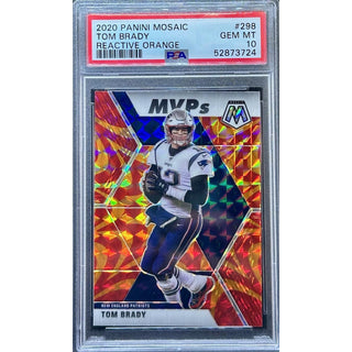 Tom Brady 2020 Panini Mosaic Reactive Orange #298 PSA 10