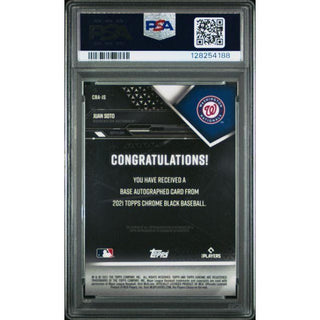 Juan Soto 2021 Topps Chrome Black Autographs #JS PSA 9